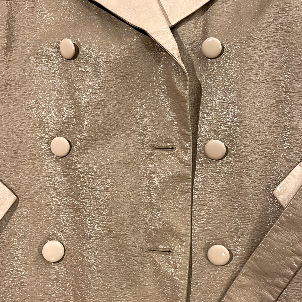 Anthropologie Hutch Vegan Leather Trench Coat beige & cream double-breasted NWOT - Picture 11 of 16